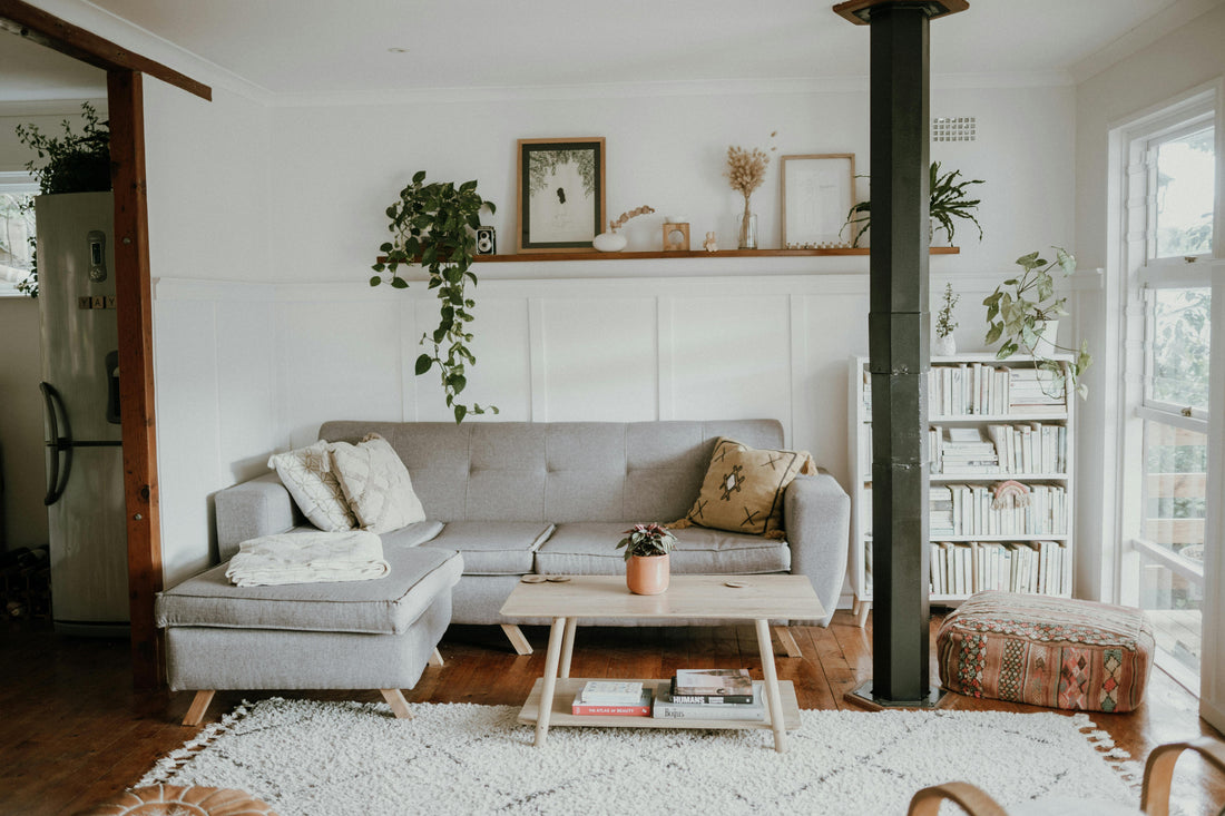 modern cozy living room with smart home essentials