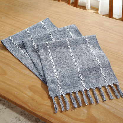 TasselWeave™ – Handwoven Striped Table Runner
