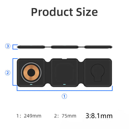 MagFold Pro™ – 3-in-1 Magnetic Wireless Charging Station  One charger. Three devices. Zero clutter.