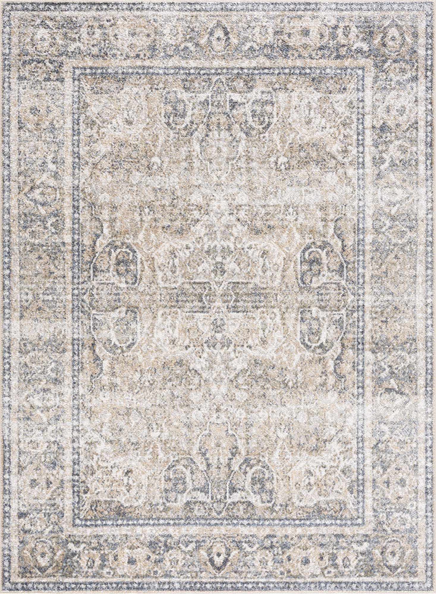 AriasWeave™ – Cream & Blue Washable Area Rug
