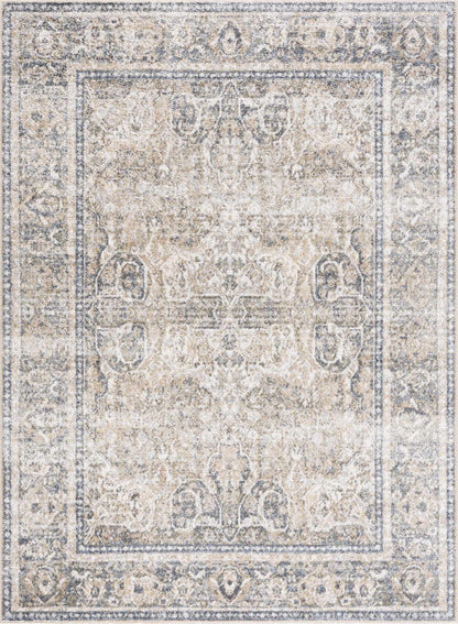 AriasWeave™ – Cream & Blue Washable Area Rug