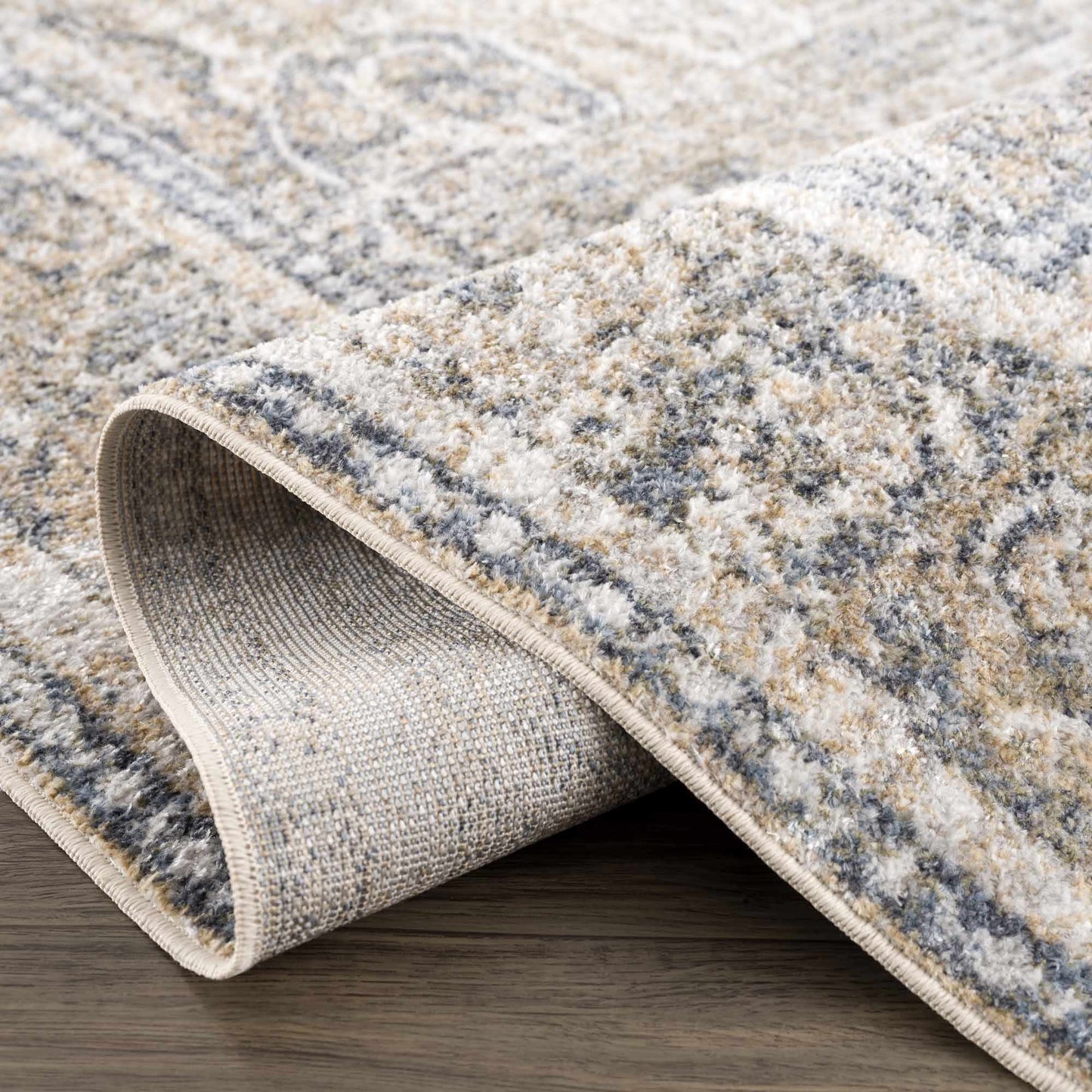AriasWeave™ – Cream & Blue Washable Area Rug