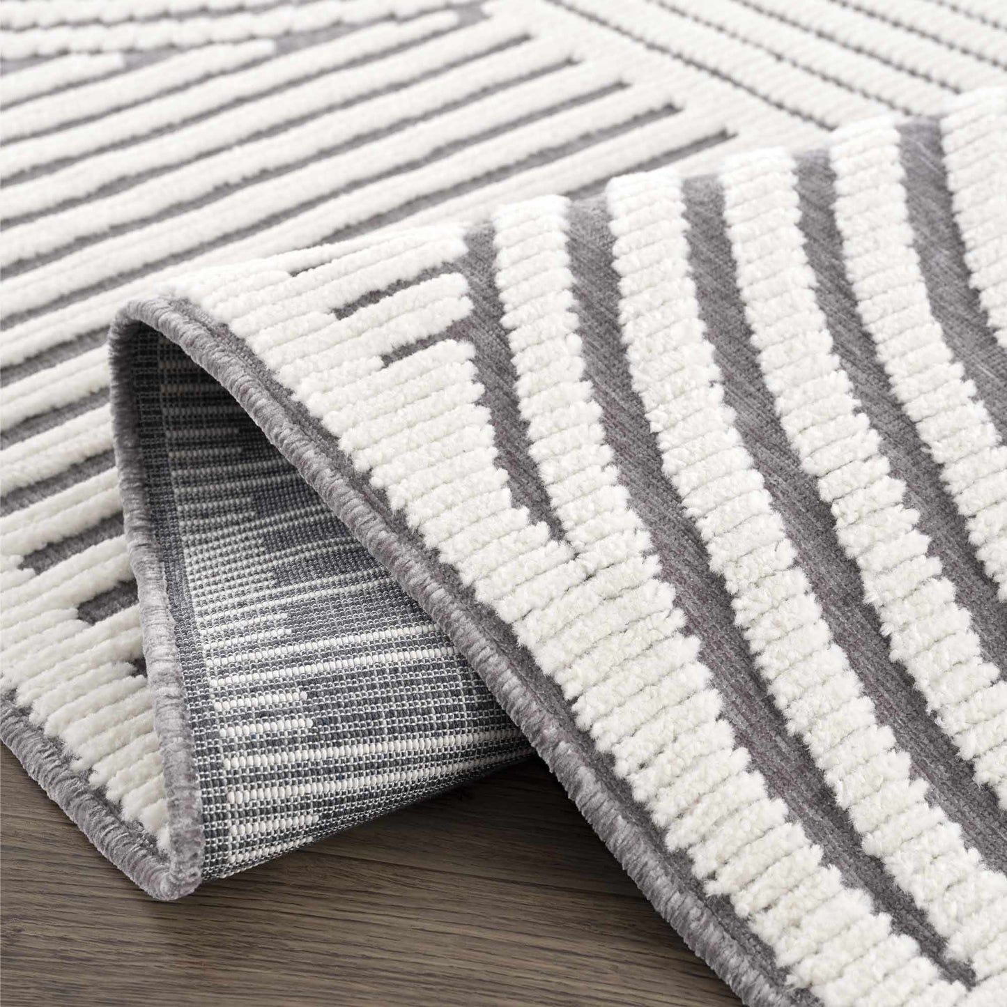 Deron™ – Gray & Ivory Washable Rug