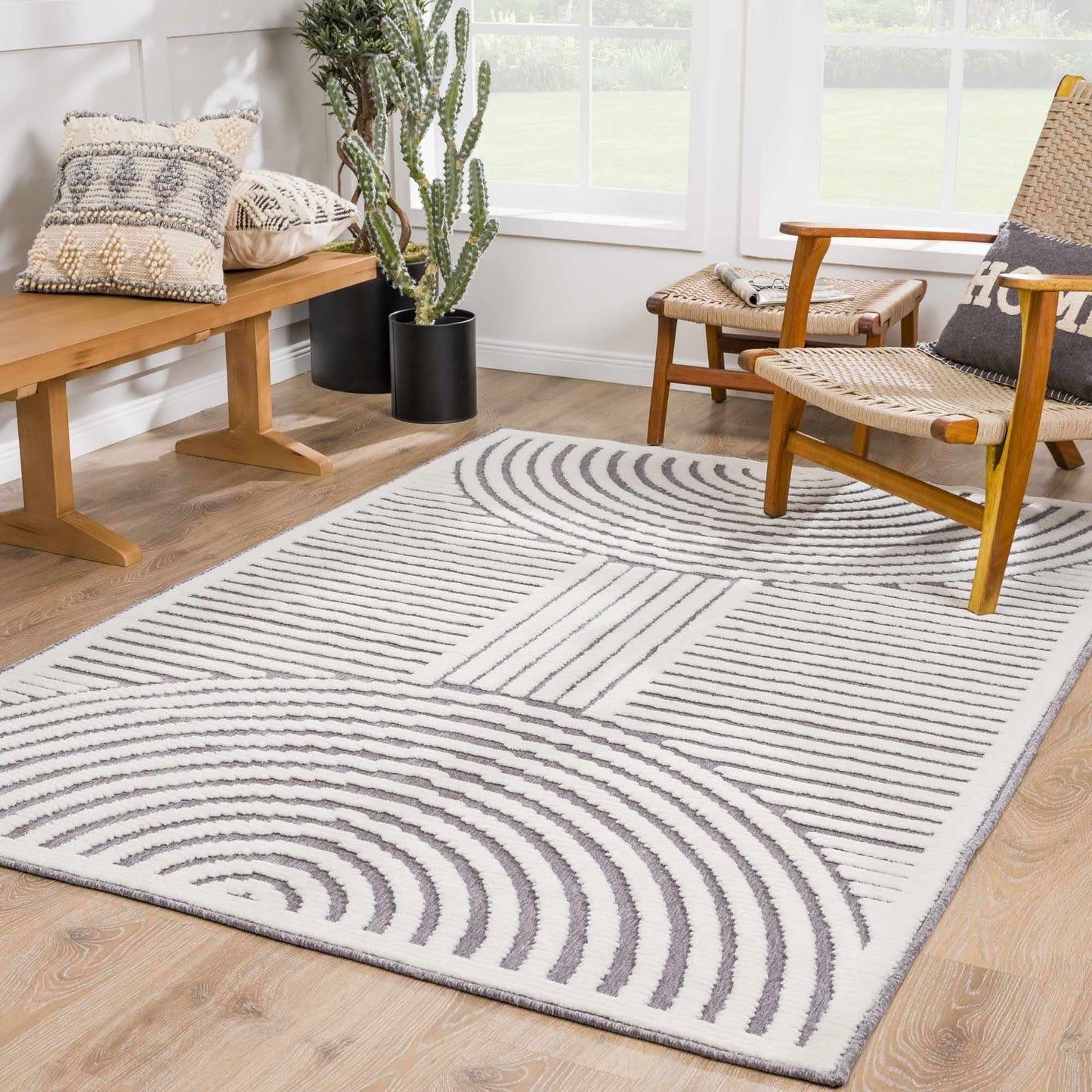 Deron™ – Gray & Ivory Washable Rug