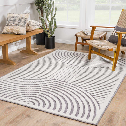 Deron Luxe Washable Area Rug – Gray & Off-White Contemporary Comfort
