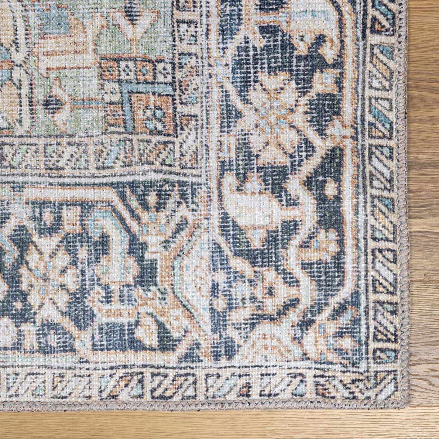 NisaVerde™ – Vintage Green Washable Rug