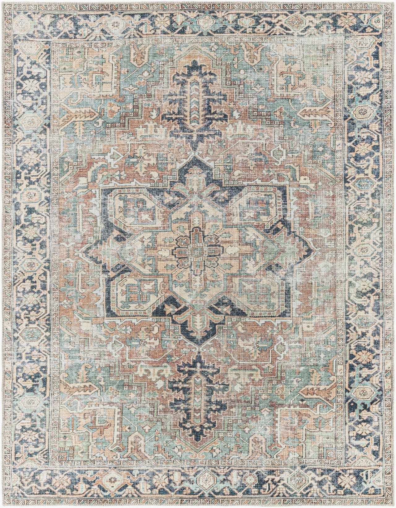 NisaVerde™ – Vintage Green Washable Rug