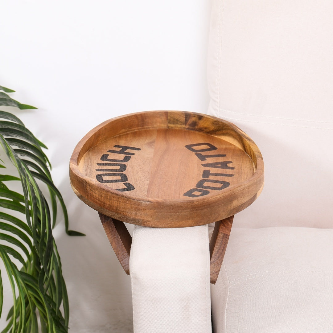 SofaSide™ – Clip-On Acacia Wood Sofa Tray