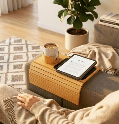 BambooSide™ – Minimalist Bamboo Sofa Tray