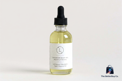 Lavender body oil with BetterBuy Co. watermark