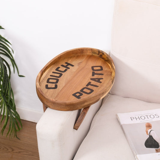 Couchside Comfort Tray – Smart Clip-On Sofa Tray in Premium Acacia Wood